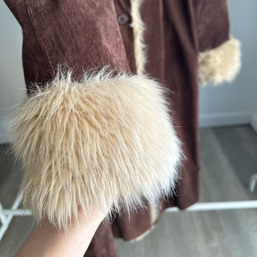 Y2K Wilson Maxima Suede Fur Coat XL - Picture 5 of 5